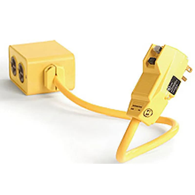 Woodhead 15053-25 - Safeway® Right-Angle Commercial GFCI, Manual Reset, Outlet Box, NEMA 5-15 Double Duplex, 15A, 120V, 7.62m (25.0' ) Cord Length
