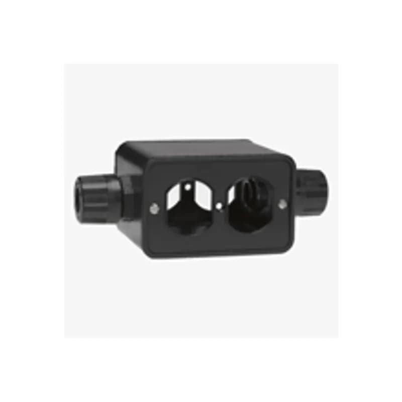 Woodhead 3000FBLK - Super-Safeway® Multiple Outlet Box, Standard Depth, 2-Sided, Feed-Thru F2 (1/2"), Duplex Cover Plates, Black