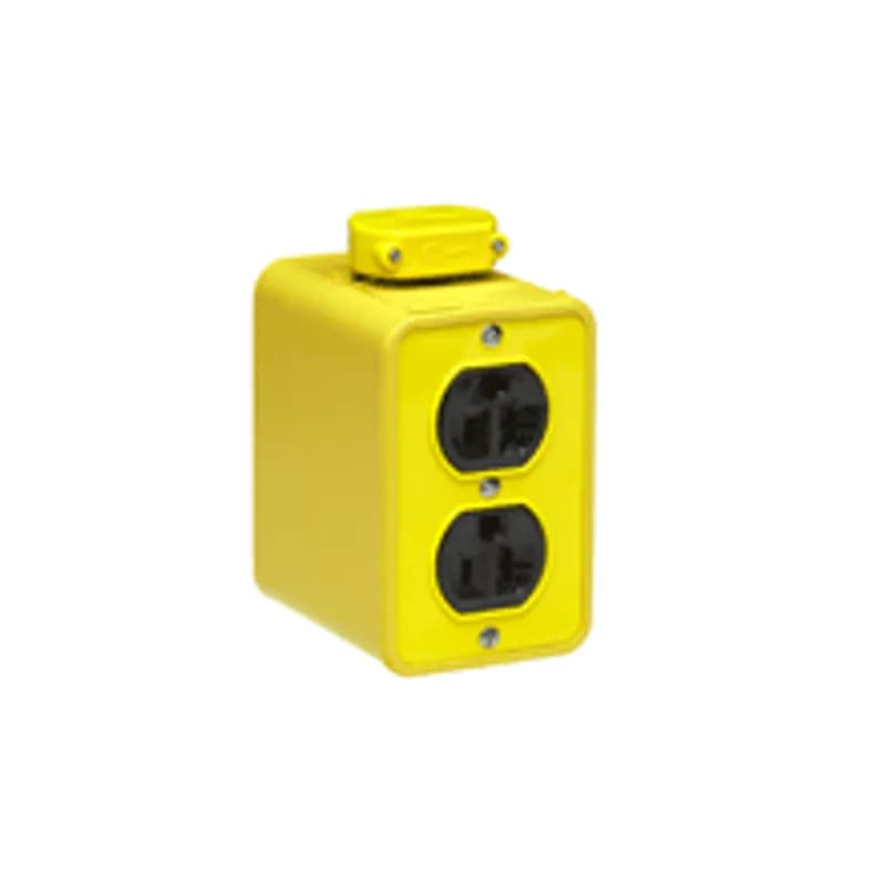 Super-Safeway® Multiple Outlet Box, Standard Depth, 2-Sided, NEMA 5-20 Duplex Receptacles, Cord Clamp, Duplex Cover Plates