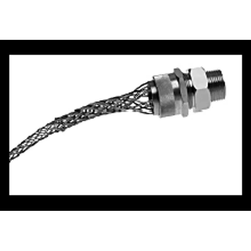 Woodhead 5544MSS - MAX-LOC® Strain Relief Cord-Sealing Grip, 3/4" NPT, Straight Male, Cable Diameter 17.45-20.62mm (.687-.812"), Stainless Steel Mesh and Compression Nut