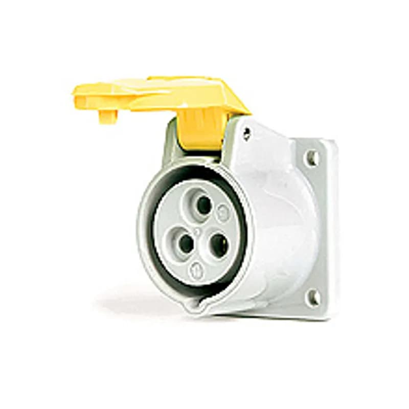 Woodhead 460R12 - 60 Amp Safeway® Pin & Sleeve Receptacle with Flip Lid, 3 Pole/4 Wire, 250V, Orange