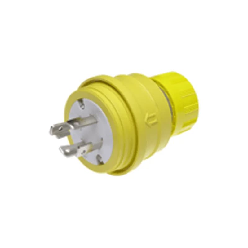 Woodhead 28W76 - Watertite® Plug with Locking Blade, 3 Pole/4 Wire, NEMA L16-30, 3ø 480V, Cord Grip Body Size F4