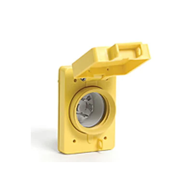 Watertite® Male Receptacle with Locking Blade, Single Flip Coverplate, 3 Pole/4 Wire, NEMA L15-20 3ø 250V