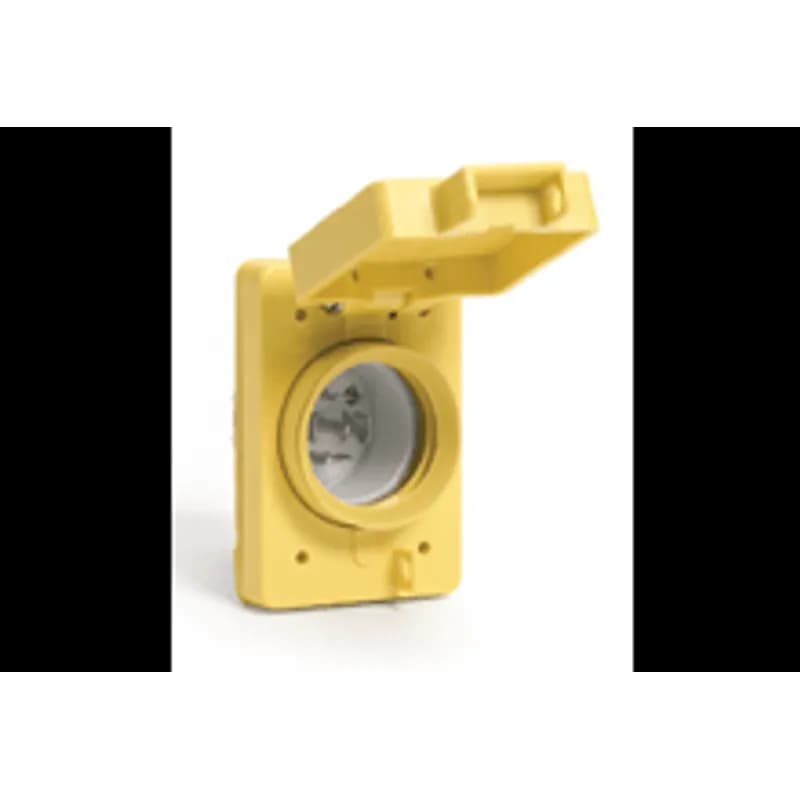 Watertite® Male Receptacle with Locking Blade, Single Flip Coverplate, 4 Pole/5 Wire, NEMA L21-20 3ø 208V