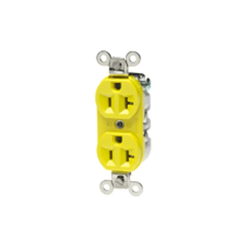 Safeway® Duplex Heavy Duty Grade Corrosion-Resistant Receptacle, 2 Pole/3 Wire, NEMA 5-20, 125V, Yellow