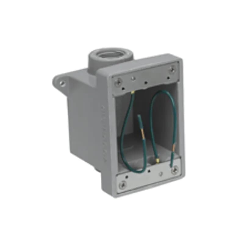 Woodhead 453 - F.D. Gray Glass-Filled Polyester Box, (2) 19.05mm (.750") Threaded Knock-out Openings