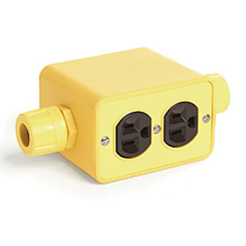 Woodhead 3000F-1 - Super-Safeway® Multiple Outlet Box, Standard Depth, 2-Sided, Feed-Thru F2 (1/2"), NEMA 5-15 Duplex Receptacles, Cover Plates