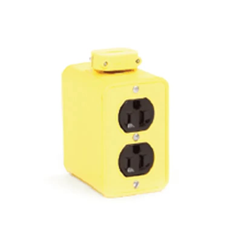 Woodhead 3000-1L143IN - Super-Safeway® Multiple Outlet Box, Standard Depth, 2-Sided, NEMA 5-15 Duplex Receptacles, Cord Clamp, Duplex Cover Plates, 1.83m (6.0' ) Cord Length, 14/3 SOOW Cord w In-Line GFCI, 5-15 Plug
