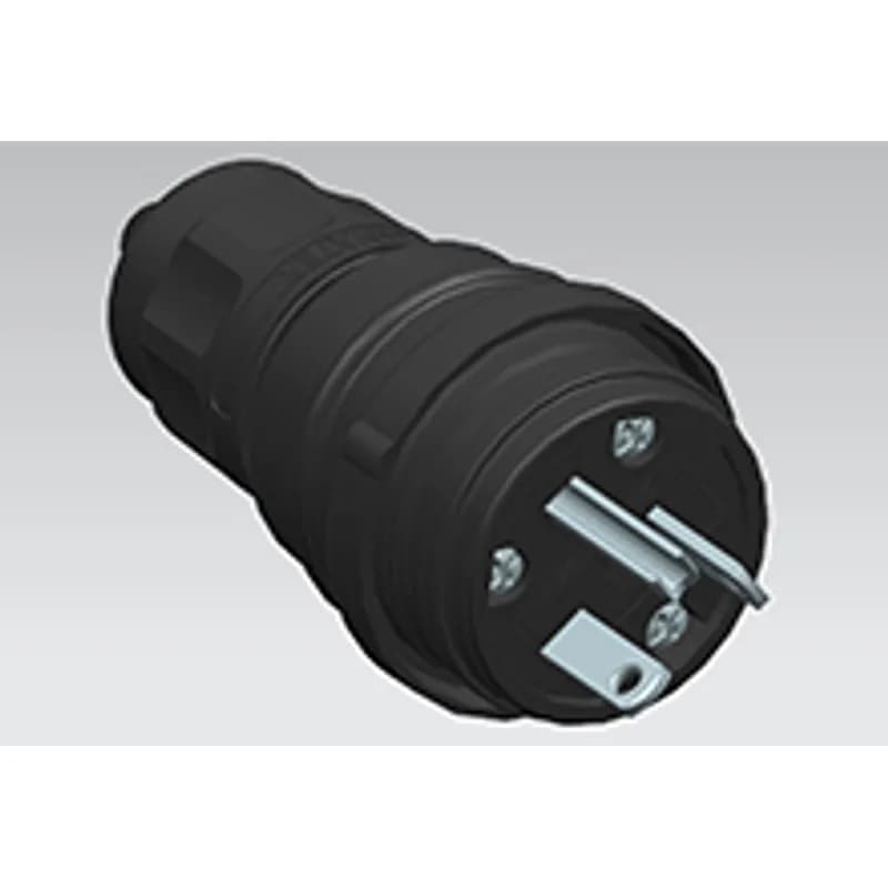 Watertite Extreme Plug, 2 Pole/3 Wire, NEMA 5-20, 125V, Cord Grip Body Size F2, Black, Petrochemical Grade