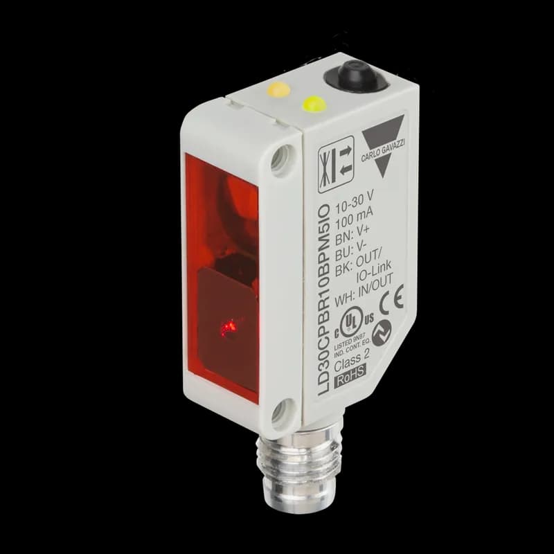 LASER BGS RED 100MM PL TOP BUTTON IO-LINK, PLUG