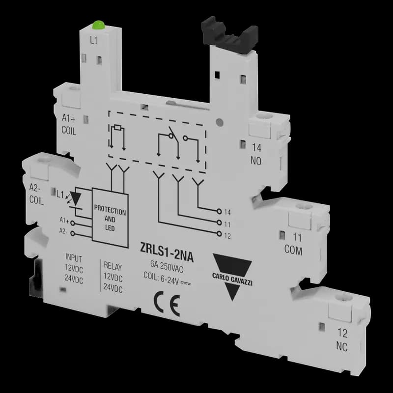 DIN RAIL SOCKET FOR SLIM RELAYS 12/24VAC-DC SCREW