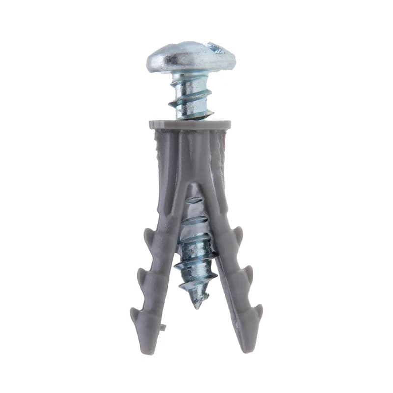 Light Duty Wall Anchor Kit, 1/4 in. Size, 201 piece(s), Plastic, Gray, including a(n) (100) #10 x 1 Flat Head Phillips Screws and (100) 1/4 in. Gray Ribbed Plastic Anchors and (1) 1/4 in. Masonry Drill