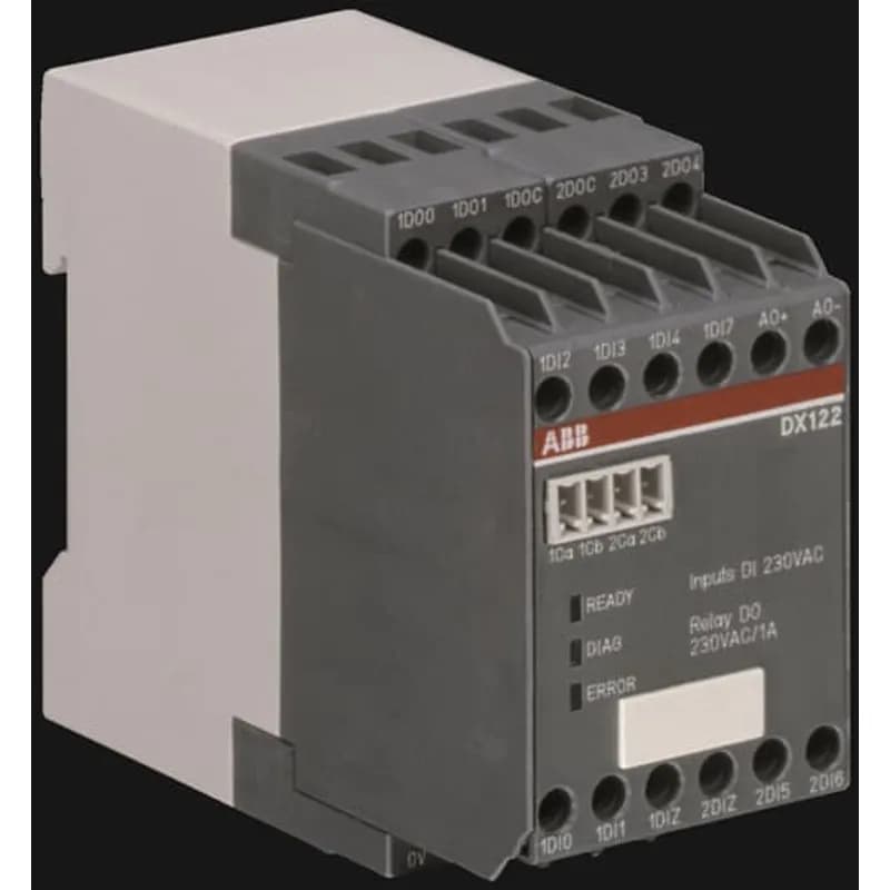 ABB - Electrification 1SAJ622000R0101 - DX122 IO-Module for UMC100, 8 DI 24VDC, 4 DO, 1AO, Supply 110-230VAC