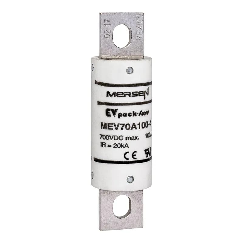 EVpack Fuse 700VDC UL 100A Max. Rated Breaking Capacity DC: 20 kA @ 700 V L/R ≤ 1 ms Bolted