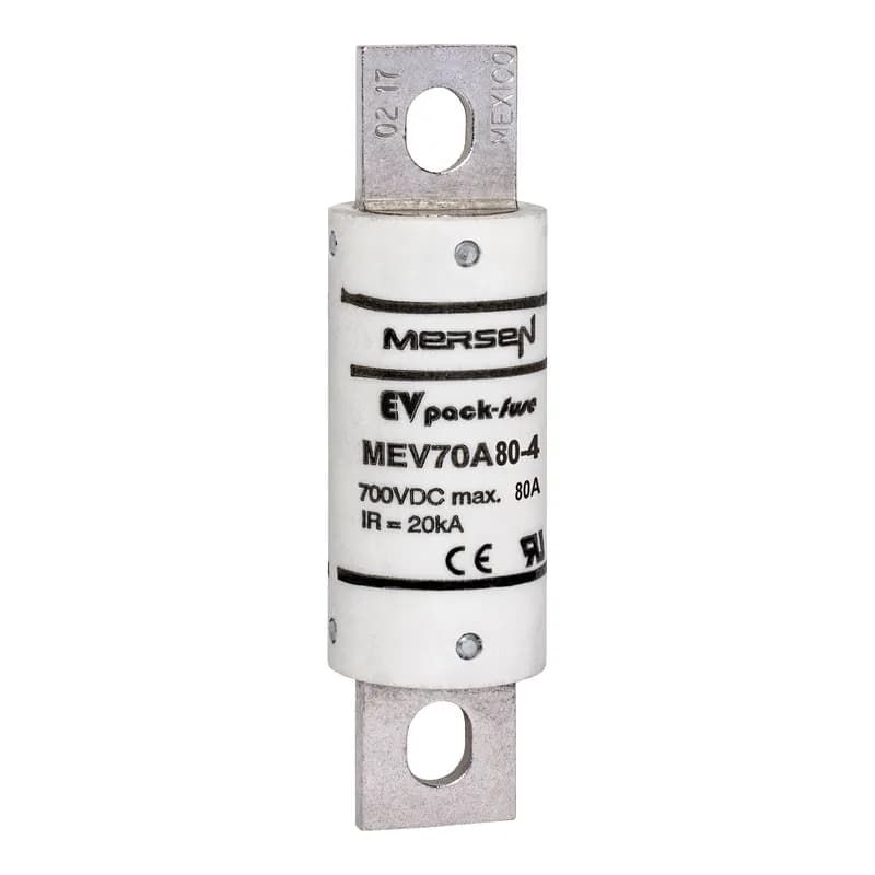 EVpack Fuse 700VDC UL 80A Max. Rated Breaking Capacity DC: 20 kA @ 700 V L/R ≤ 1 ms Bolted