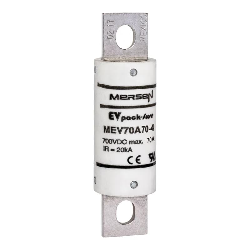 EVpack Fuse 700VDC UL 70A Max. Rated Breaking Capacity DC: 20 kA @ 700 V L/R ≤ 1 ms Bolted