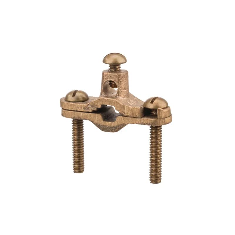 The NSI G-1-SDBR Heavy Duty Bronze Ground Clamp for Direct Burial grips on pipes between 1/2" to 1" in diameter and rebar from 3/8" to 1" in diameter for quick and easy wire grounding. Suitable for direct burial, this ground clamp comes with 304 stainless steel screws and a cast bronze clamp body. These economical, high-quality metals provide durable performance in a range of applications. cULus Listed 467 for Grounding and Bonding. Stock products you can rely on—stock NSI.