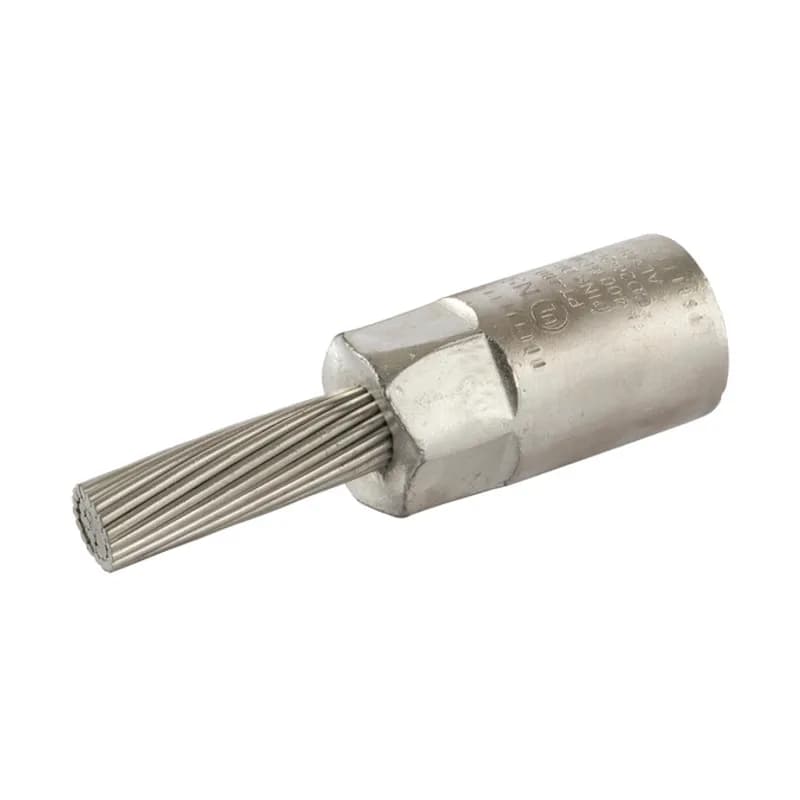 Stranded Bi-Metallic Pin Terminal 400 MCM Stranded Bi-Metallic Pin Terminal designed to facilitate termination of aluminum conductors. Tin-plated stranded copper pin. Connector bores are coated with oxide inhibitor. Supplied with EPDM insulating cover. UL 486B listed. Rated 600 volts.