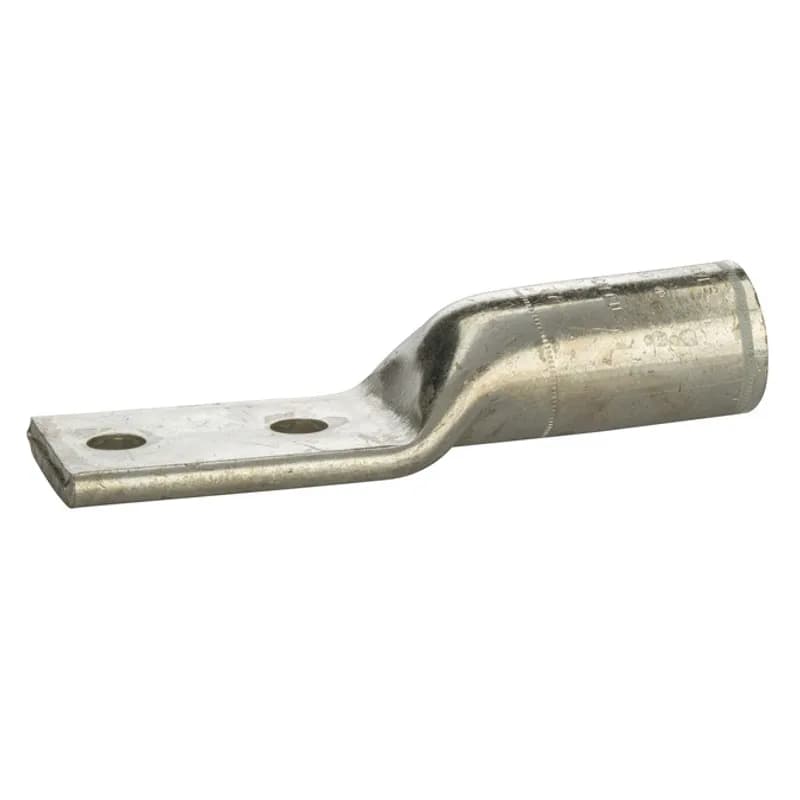 2Hole Long Barrel Copper Compression Lug1000 MCM-1/2" Bolt Long Barrel Copper Compression Lugs is a type of copper compression connector that is produced from high conductivity copper tubing. They are tin-plated to provide corrosion resistance and are marked with die index and color coded for easy reference. Listed for 35KV maximum when properly installed.