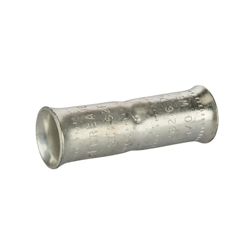 NSI Industries SC-300B - Short Barrel Copper Compression Splice for Flexible Copper Cable 300MCM Compression splices for flexible copper cables are connects that have flared openings at both ends to ensure ease of cable insertion of flexible and extra flexible cables such as locomotive, welding, mining cable and more. Positive center stop. Tin-plated for corrosion resistance. Rated 600 volts for copper cables only.