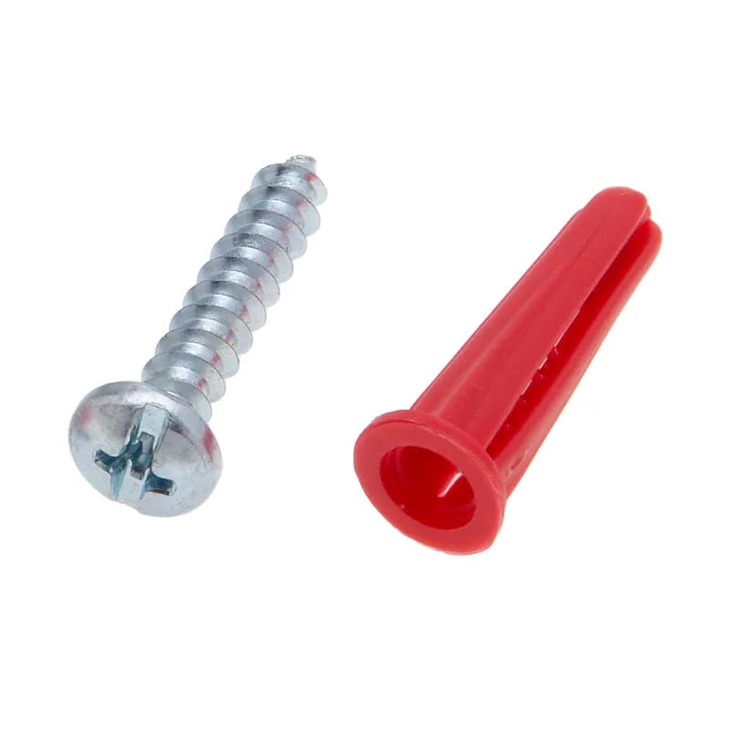 Wall Anchor Kit (Jar), 1/4 in. Size, 201 piece(s), Plastic, Red, including a(n) (100) #10 x 1 in. Pan Combo Screws and (100) 1/4 in. Red Plastic Anchors and (1) 1/4 in. Masonry Drill