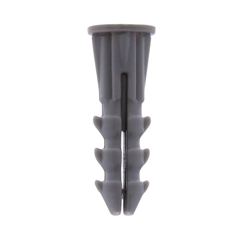 Plastic Anchor, 1/4 in. Size, 1 in. length, #10-12 screw size, 100 per pack, Gray
