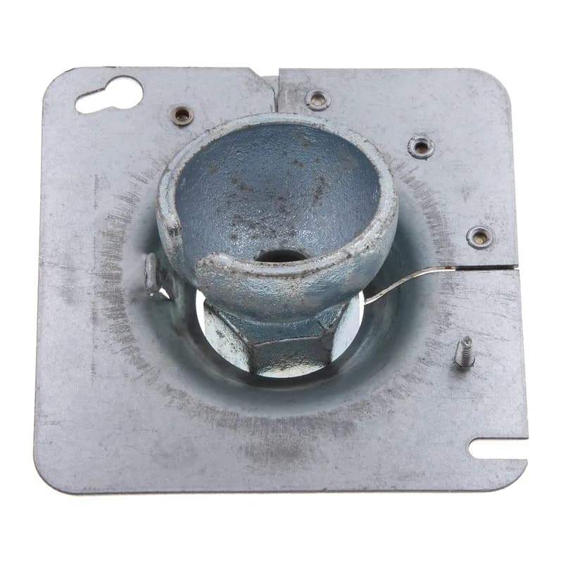 NSI Industries MSCU - Hands Free Swivel Fixture, 2 hole(s), 4 in. Square, Round Electrical Boxes, 3/4 in. Pipe, Includes Reduced Bushing for 1/2 in. Pipe fits, 50 lb. load capacity, Single Electrician installation, 1 per pack, Rugged Hinge construction. For use with 4 in. Square Box, 3/4 in. Pipe, 1/2 in. Pipe with Using Reducer.