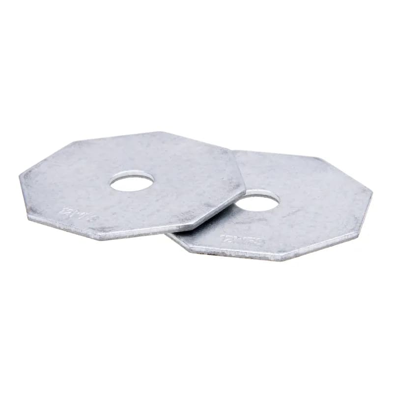Octagonal Washer, Steel material, Zinc finish, 1/4 in. inside diameter, 1-1/2 in. outside diameter, 100 per pack, 1/4 in. fits bolt size