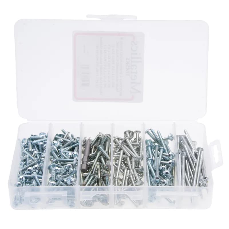 NSI Industries TMSK1 - Receptacle & Wiring Devices Screw Kit, Lead Point, Zinc finish, Truss head, including a(n) (50) #6 - 32 x 1-1/4 in. Truss Head Combo with Lead Point Machine Screw and (90) #6 - 32 x 3/4 in. Truss Head Combo with Lead Point Machine Screw and (40) #6 - 32 x 1-1/2 in. , (35) #6 - 32 x 2 in. Truss Head Combo with Lead Point Machine Screw, #1 Phillips x 2 in. Power Bit and (100) #6 - 32 x 1/2 in. Truss Head Combo with Lead Point Machine Screw and (65) #6 - 32 x 1 in. Truss Head Combo with Lead Point Machine Screw