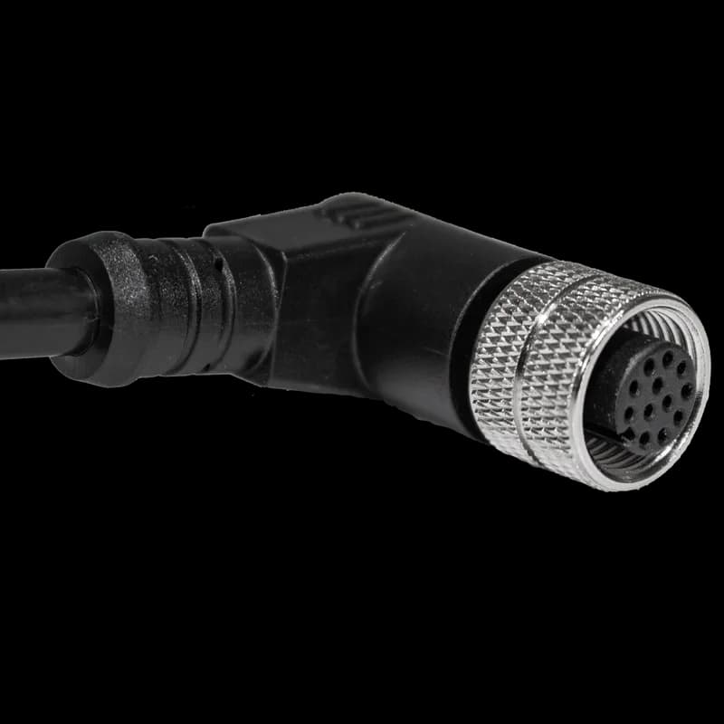 Single Key (M12) Micro-Link Plug Assembly, PVC, Female 90D., 12 pole, 13.1', 26 AWG