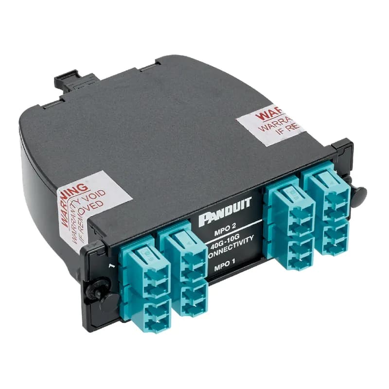 Panduit FC3XN-16-10NMBN - 40G-10G QUICKNET CASSETTE WITH OM3 FIBER, STANDARD LOSS, 16-FIBER TOTAL, FRONT LC DUPLEX AQUA ADAPTER, REAR MALE MTP (PINS); METHOD B CONNECTIVITY