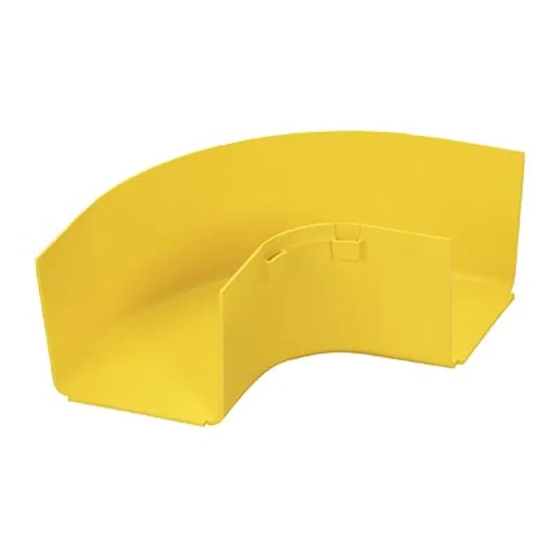 The FiberRunner Horizontal Right-Angle Fitting attaches to the 4x4 channel and/or fitting to create a 90 horizontal turn from a straight horizontal run. The horizontal right-angle fitting has inside divider walls to manage cables routed around horizontal right angles.