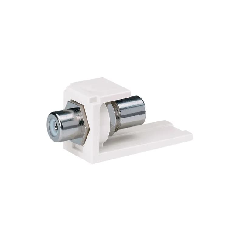 Module supplied with one RCA pass-through coupler with blue insert, Electric Ivory.