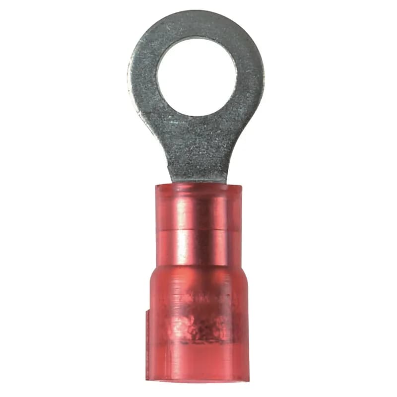 Panduit PNF18-6RN-C - Ring Terminal, 22 18 AWG, #6 stud size, narrow tongue, funnel entry, nylon insulated, standard package.