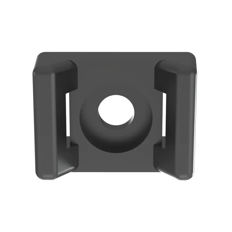 Panduit TM3S10-M0 Screw Applied Cable Tie Mounts offer a through hole in the mount in which a screw or rivet can be secured, this offers maximum stability for cable bundles. Install with a #10 (M5) screw. For outdoor use and are suitable for miniature, intermediate and standard cross-section cable ties. Made of Weather Resistant Nylon 6.6. They are 0.61" (15.5 mm) wide, are black in color and come in packages of 1000.