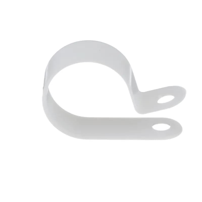 Fixed diameter cable clamp, heavy duty, #10 screw (M5), .56" (14.2mm) bundle, white, bulk package.