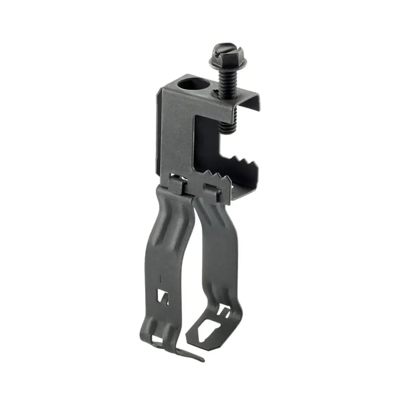 Screw-on beam clamp for up to 1/2" flange with 1" conduit clip, static load capacity: 100 lbs.
