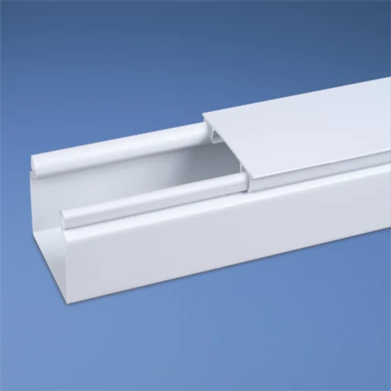 Solid hinged duct, 2 W x 3 H, 6' length, PVC, white, no mounting holes.