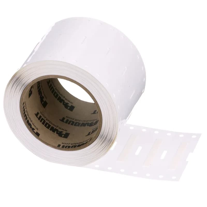 Panduit H050X025H1T - The H050X025H1T Military-Grade Polyolefin Heat-Shrink Label is a single-sided printable. It offers crisp, clear legends with superior readability for quick and easy label production. The heat-shrink sleeve is designed to provide a clear, reliable, and durable way to identify wires and cables. Designed for use with Panduit TDP printers. Shrink ratio 3:1. 0.5" x 0.25" (12.7 mm x 6.4 mm). Color White. 2000 labels per roll.