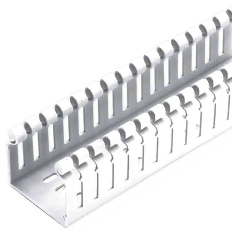 Panduct type HN hinged cover narrow slot wiring duct, 2 W x 3 H, 6' length, PVC, white.