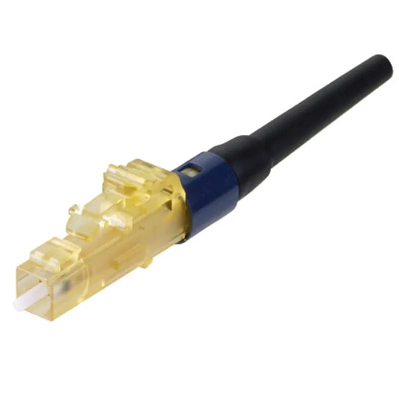 The OptiCam Keyed LC Fiber Optic Connector is a multimode 50/125?m OM3/OM4/OM5 simplex fiber connector, intended for 900-micron tight-buffered fiber installation. The connector is keyed (Keyed F, Dark Blue) for network security when used with other Keyed LC products. The LC connector has a natural-colored body with a dark blue-colored backbone and aqua 900?m boot.