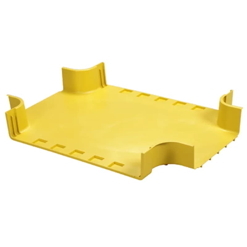 Attaches to a 24x4 channel and/or fittings to create a horizontal four way cross intersection with two 12x4 exits. Accepts optional split cover FRFWCCV24W12YL.