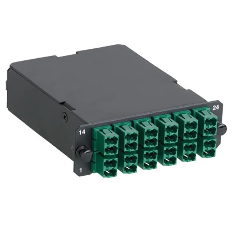 Panduit FC5-24-10CGR - OM2 50/125 m Twelve LC (keyed C green) duplex adapters to two male 24-fiber pre-terminated MTP* connectors.