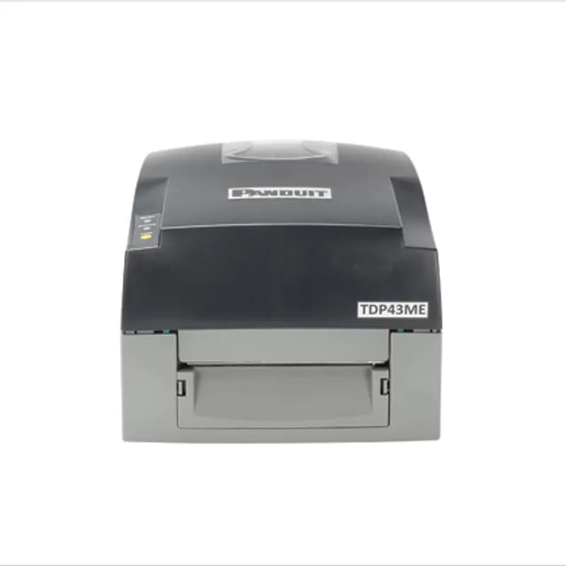 The TDP43ME Desktop Printer for North American usage has 300 dpi resolution and 4" per second maximum print speed. Print a variety of self-laminating labels, component labels, non-laminated labels, heat-shrink labels, marker plates, and continuous tapes up to 4" wide. It includes Easy-Mark Plus Labeling Software, RMEH4BL black hybrid ribbon, a USB cable, a user manual, a quick start card, a driver disk, and a US power cord. 6.8" x 8.9" (173 mm x 226 mm). 6 pounds. Color Black/Gray.