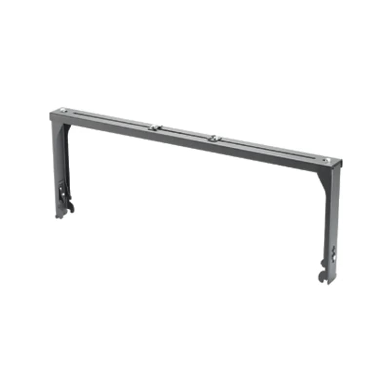 The Wyr-Grid 30" (762.0 mm) FiberRunner QuikLock Trapeze Bracket is made of steel and is black powder coated. It is 12.2" (309.9 mm) high, 30.7" (779.8 mm) long, 2.3" (58.4 mm) wide, and 30.7" (779.8 mm) deep. It attaches to the Wyr-Grid 30" (762.0 mm) wide pathway to support a secondary FiberRunner 4 x 4 or 6 x 4 channel above the Wyr-Grid pathway. It adjusts 6.6" (166.6 mm) to 9.9" (251.0 mm) over the top surface of the Wyr-Grid pathway. It comes in standard packages of one.