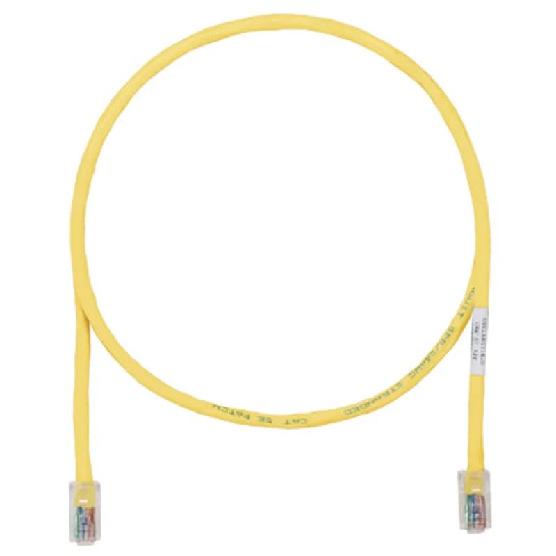 Category 5e, UTP patch cord with Pan-Plug Modular Plugs on each end. Yellow, 15 meters.
