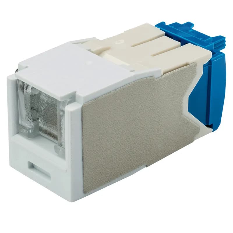 Panduit CJH6X88TGWH - The Mini-Com Cat 6A UTP RJ45 Spring-Shuttered TG Jack Module is designed to terminate 4-pair, 22-26 AWG twisted pair cable. Each module is 100% factory tested to exceed industry standard performance requirements. The integrated spring-shuttered door keeps dust and debris out of unmated RJ45 jack modules. Each jack is individually serialized for traceability and is compatible with Mini-Com Modular Patch Panels and Faceplates.
