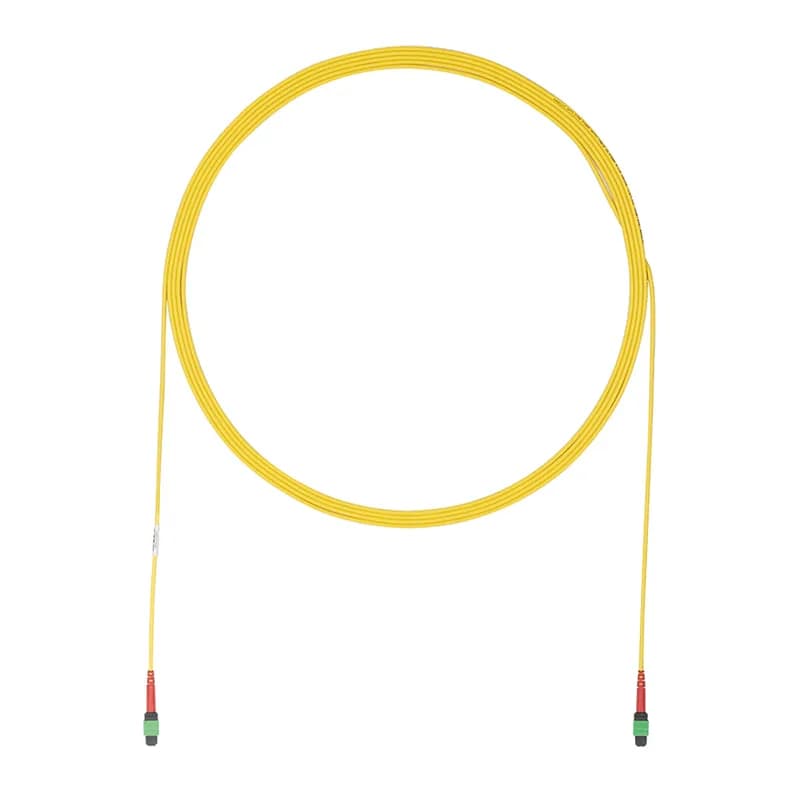 OS2 24 fiber, Interconnect, Plenum, 24F MPO Female to 24F MPO Female, Method A, Std IL, 9 ft, Yellow