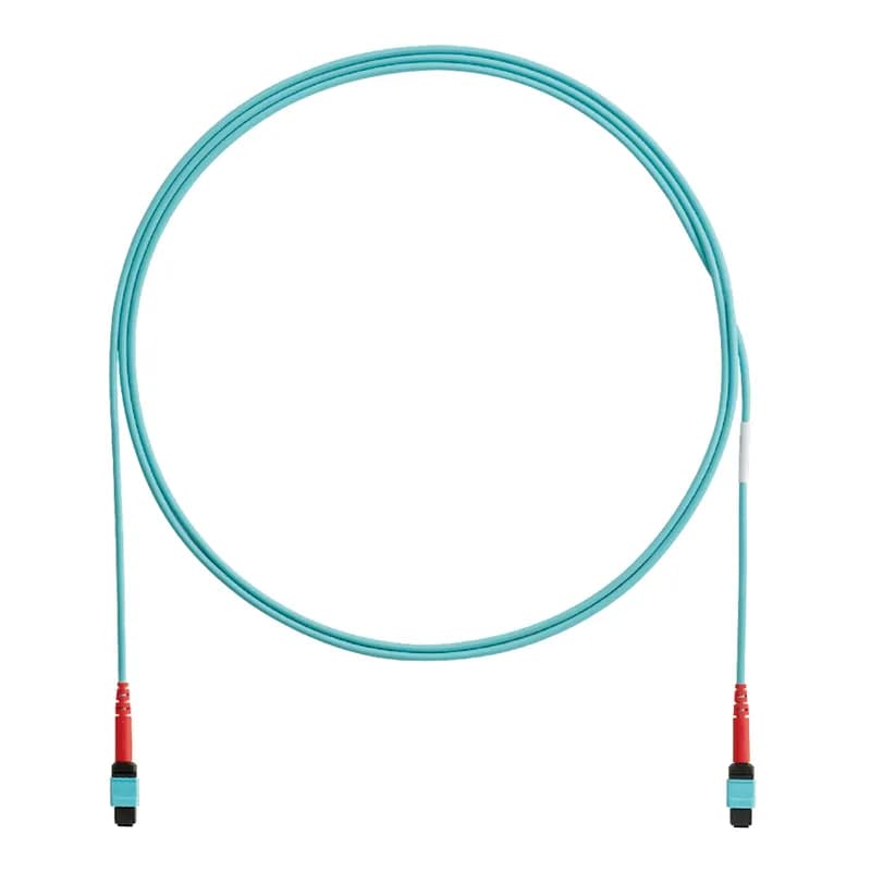 OM4 12 fiber interconnect cable assembly Low Smoke Zero Halogen (LSZH) PanMPO female to PanMPO female Method B Optimized IL, with no pulling eye, 28 meters.