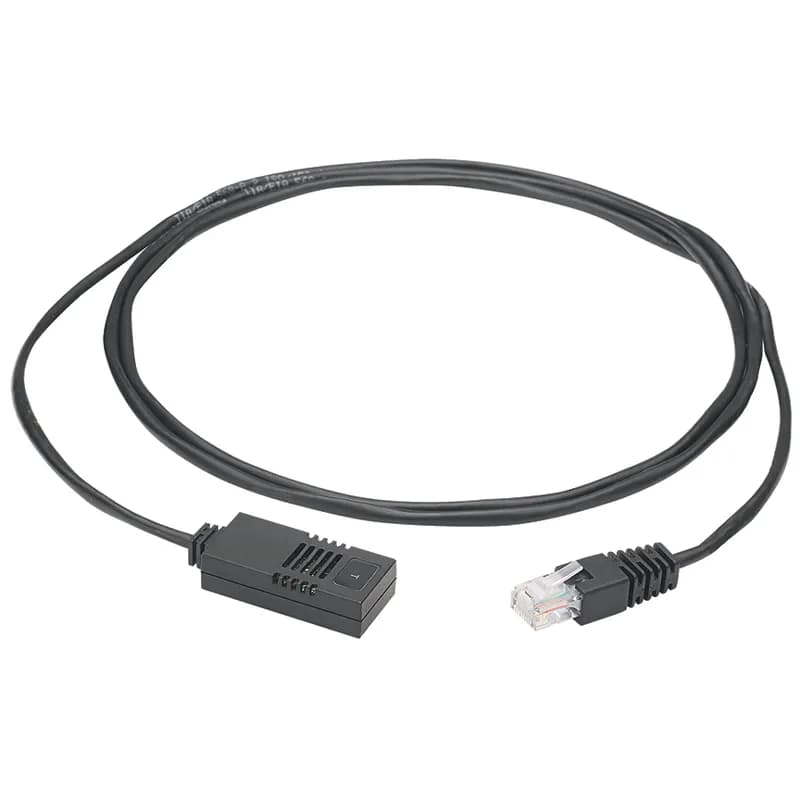 Panduit EA001 - The Temperature Sensor Kit integrates with the Panduit G5/G6 iPDU or UPS for temperature monitoring in a rack. The sensor includes a 6.6 foot (2 m) cable and measures 1.23 inches x 0.70 inches x 0.40 inches (44 mm x 21 mm x 11 mm).